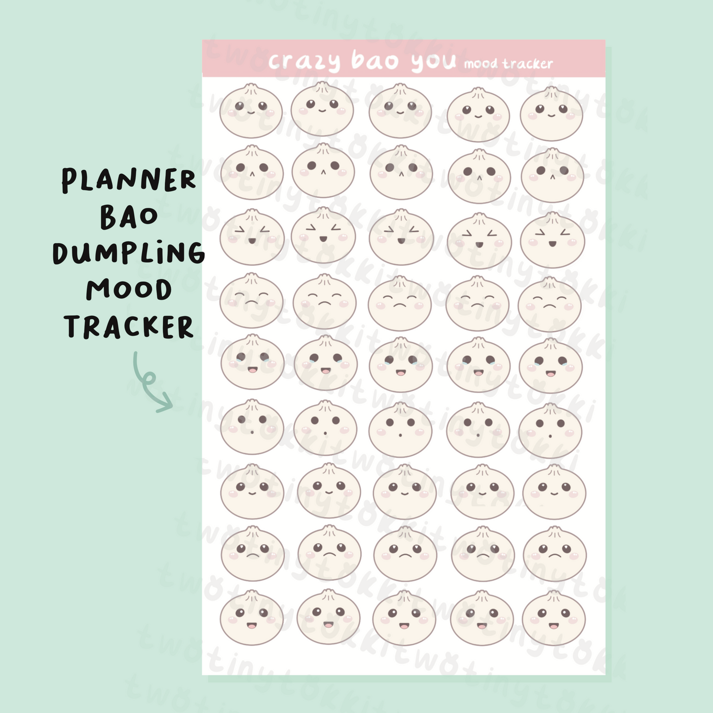 Dumpling Mood Tracker Sticker Sheet
