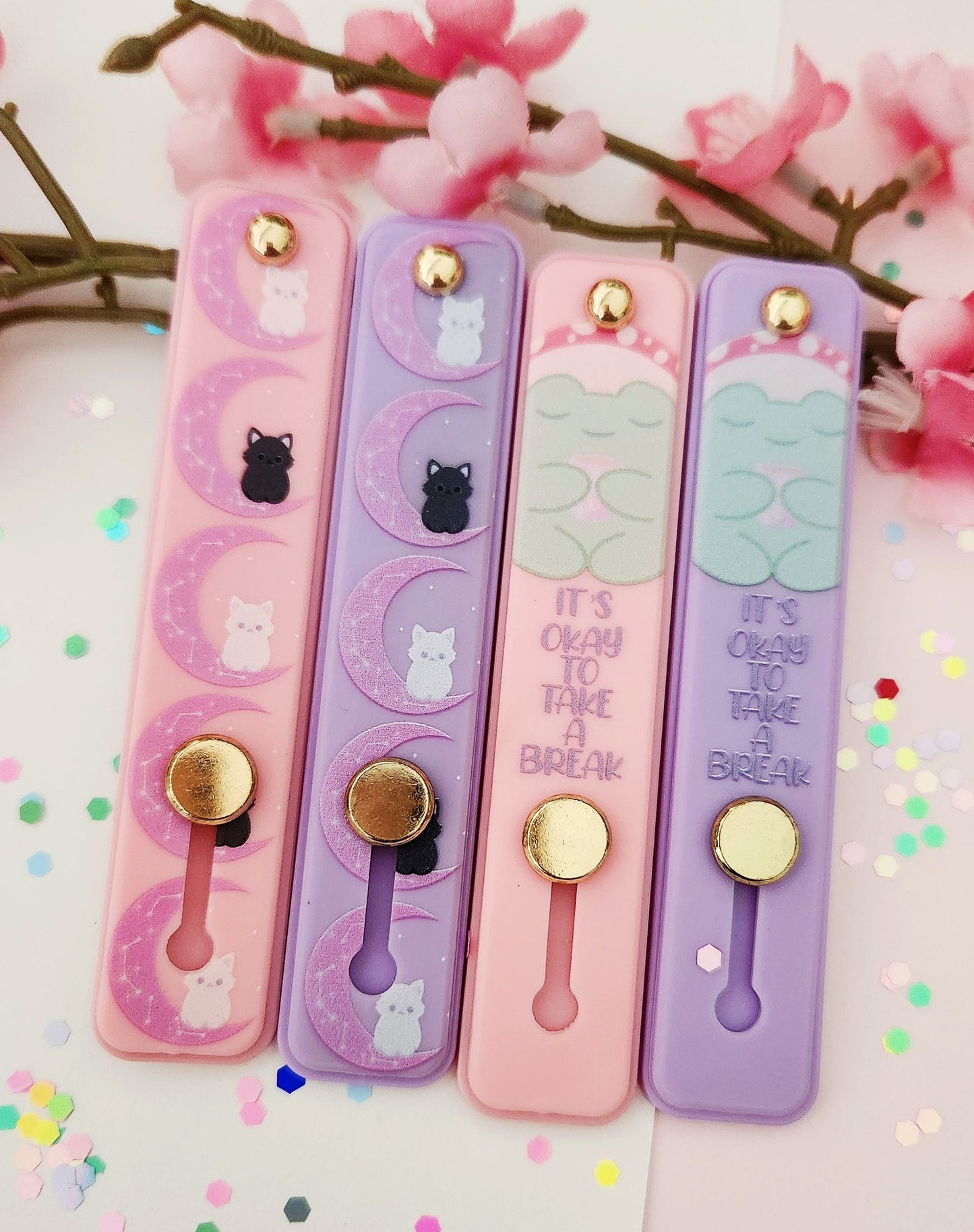 Celestial Moon Cat Phone Grip Strap Holder
