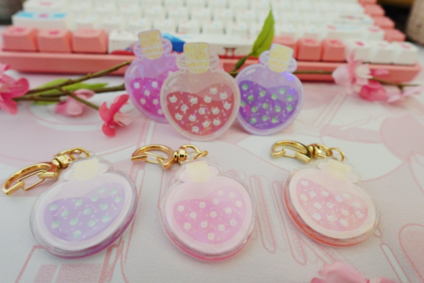 Animal Potion Bottle Holographic Keychain