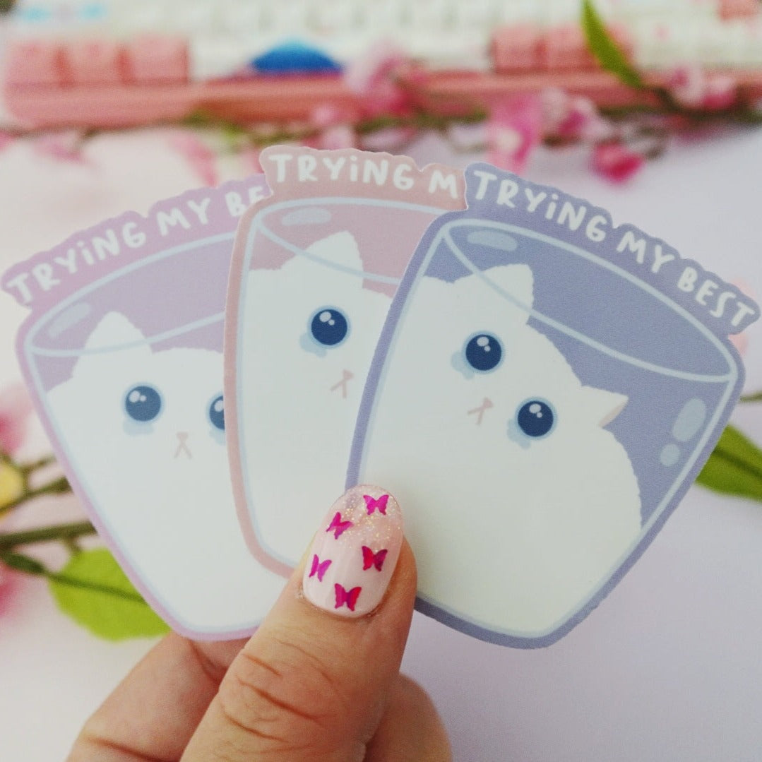 Trying My Best Cat Sticker