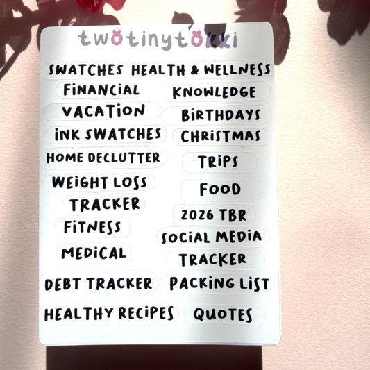 Header Labels Sticker Sheet