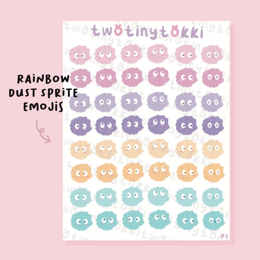Rainbow Dust Sprite Emotis Sticker Sheet