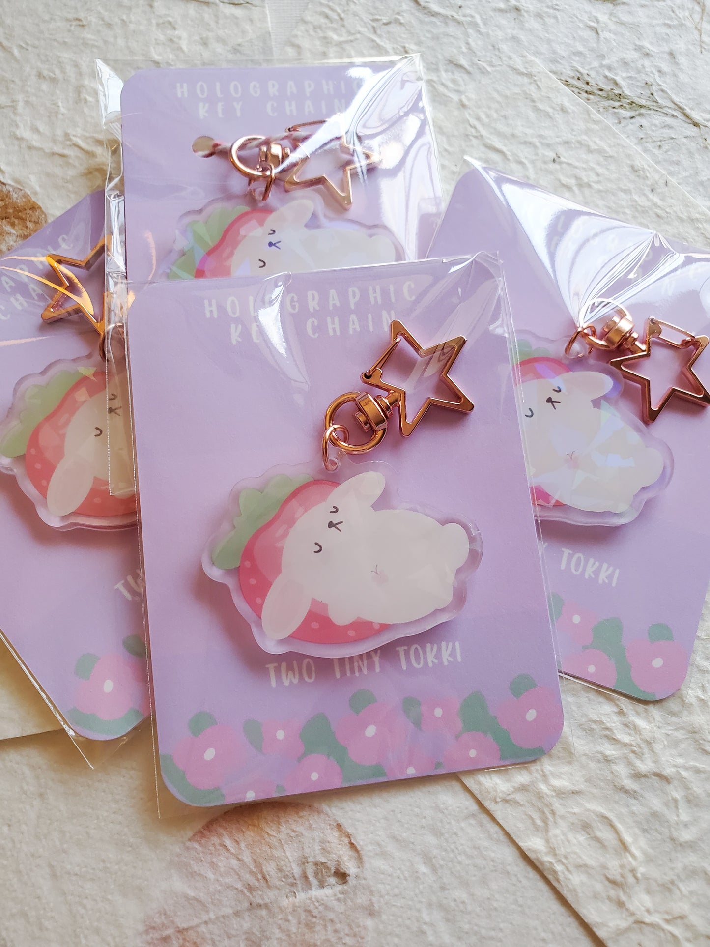 Holographic Double Sided Bunny Acrylic Keycharm