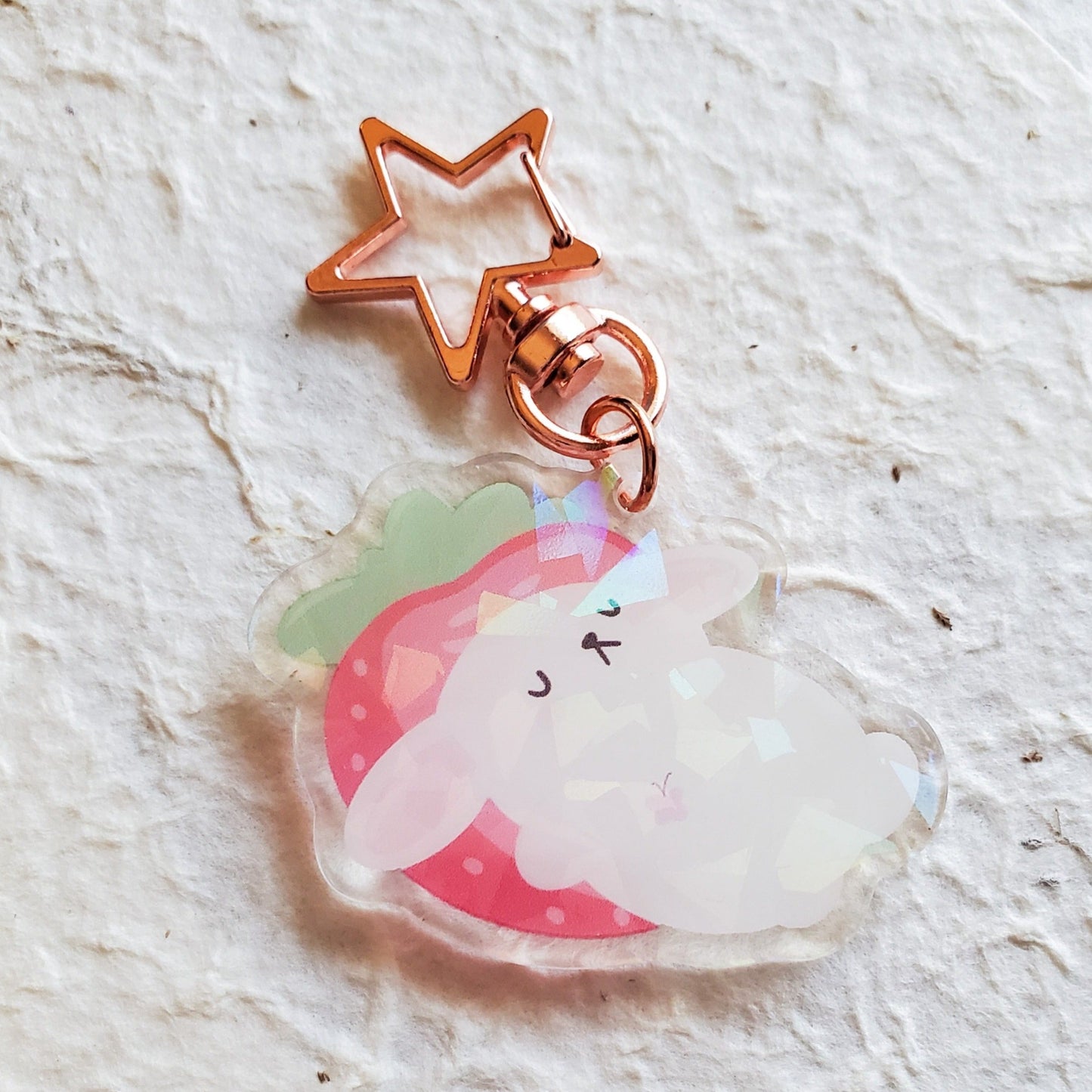 Holographic Double Sided Bunny Acrylic Keycharm
