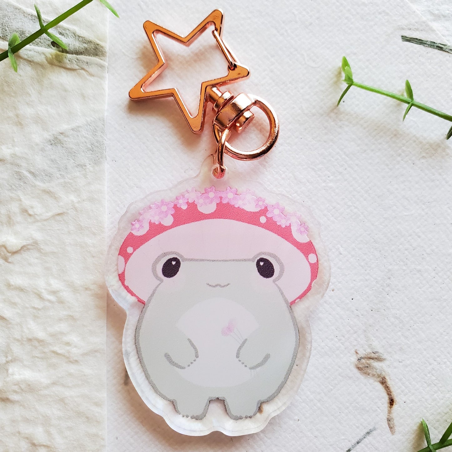 Cute Holographic Mushroom Frog Kawaii Acrylic Keycharm