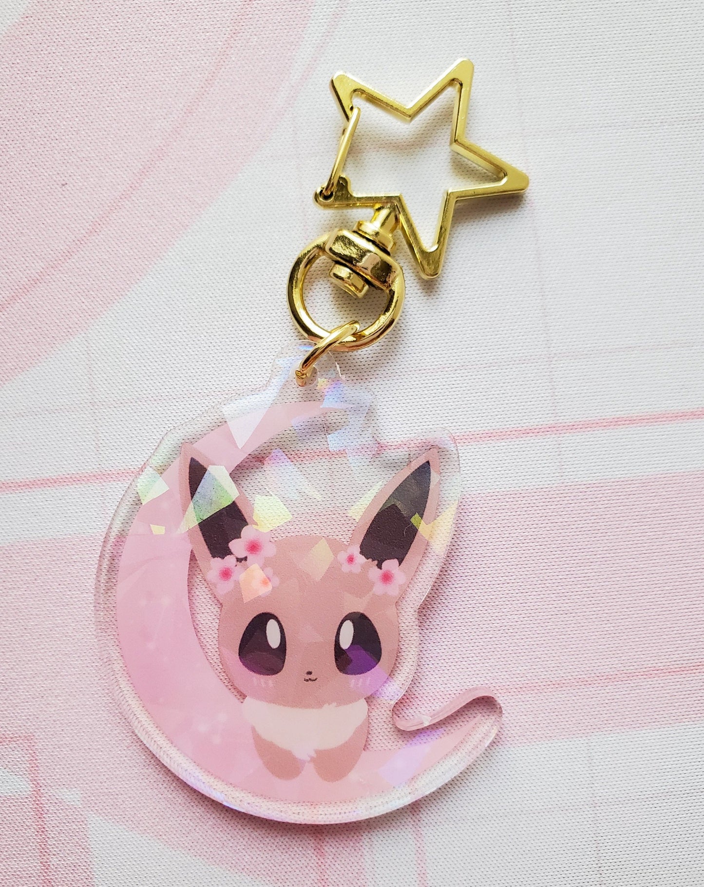 Pokemon Eevee Holographic Acrylic Charms Keychain