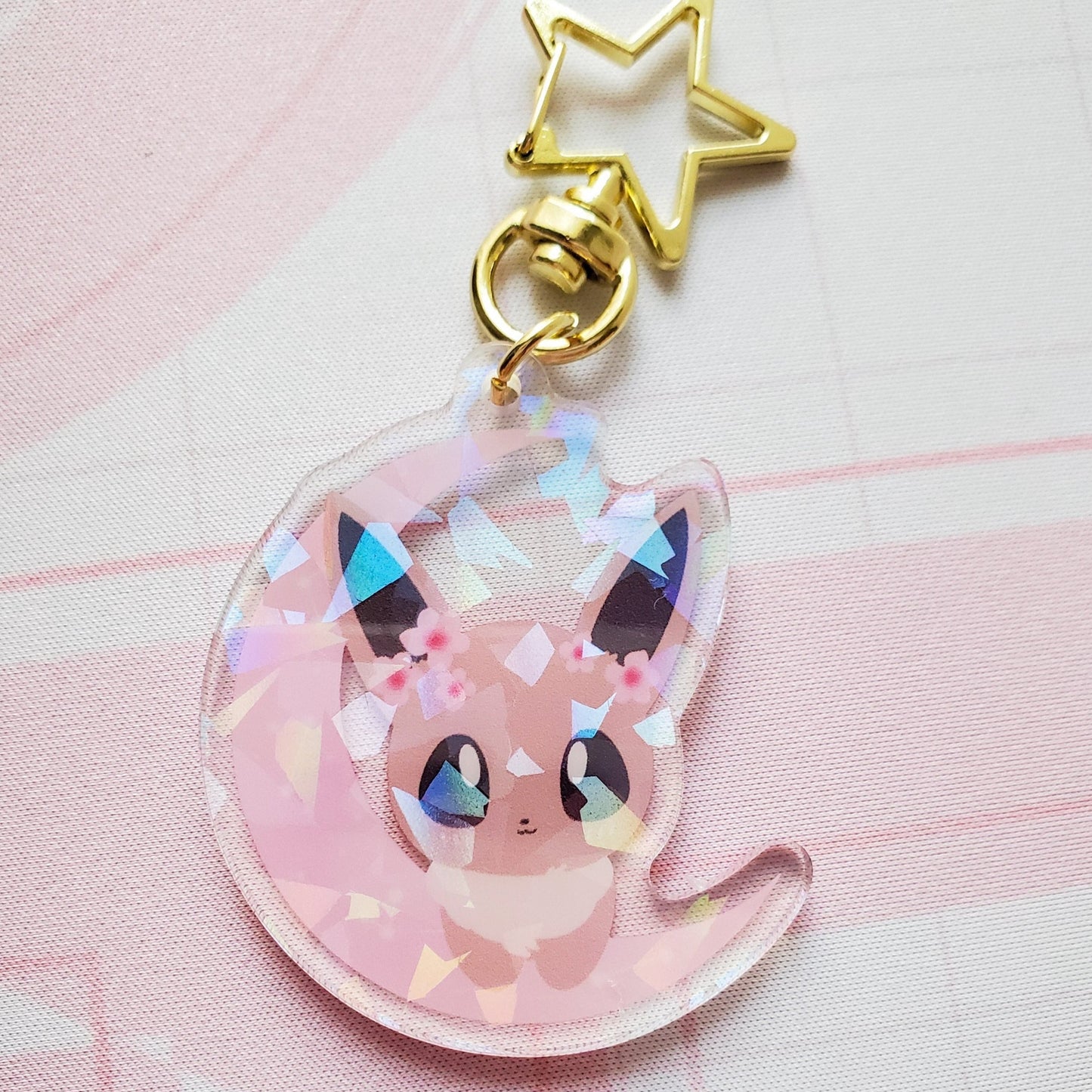 Pokemon Eevee Holographic Acrylic Charms Keychain