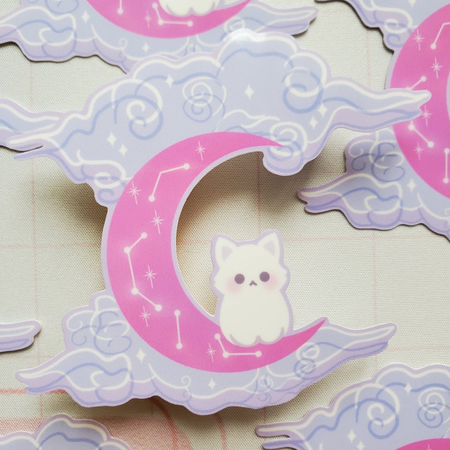 Celestial Moon Cat Sticker