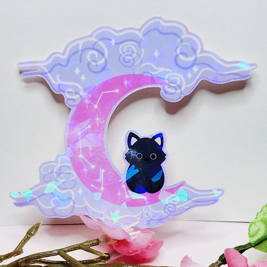 Celestial Moon Cat Sticker