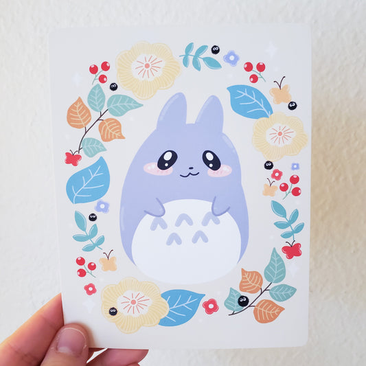 Forest Spirit Flower Wreath Art Print