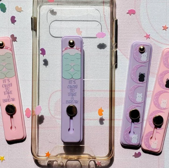 Celestial Moon Cat Phone Grip Strap Holder