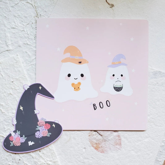 Cute Ghost Art Print + Sticker Set